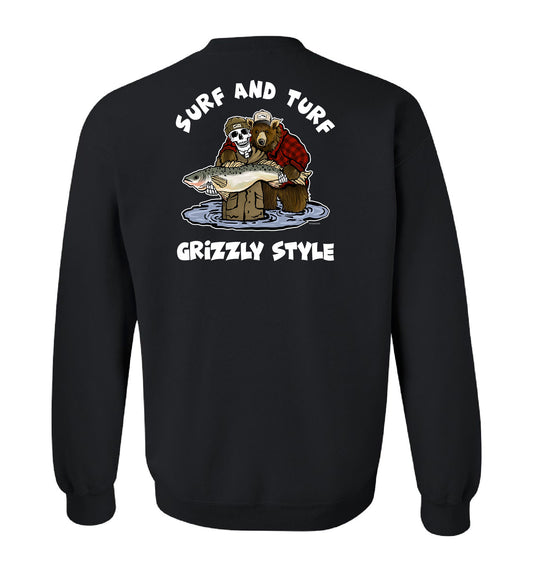 Surf & Turf Grizzly Style - Unisex Crewneck Sweatshirt